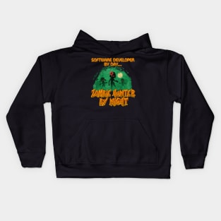 Software Developer by Day. Zombie Hunter By Night Kids Hoodie